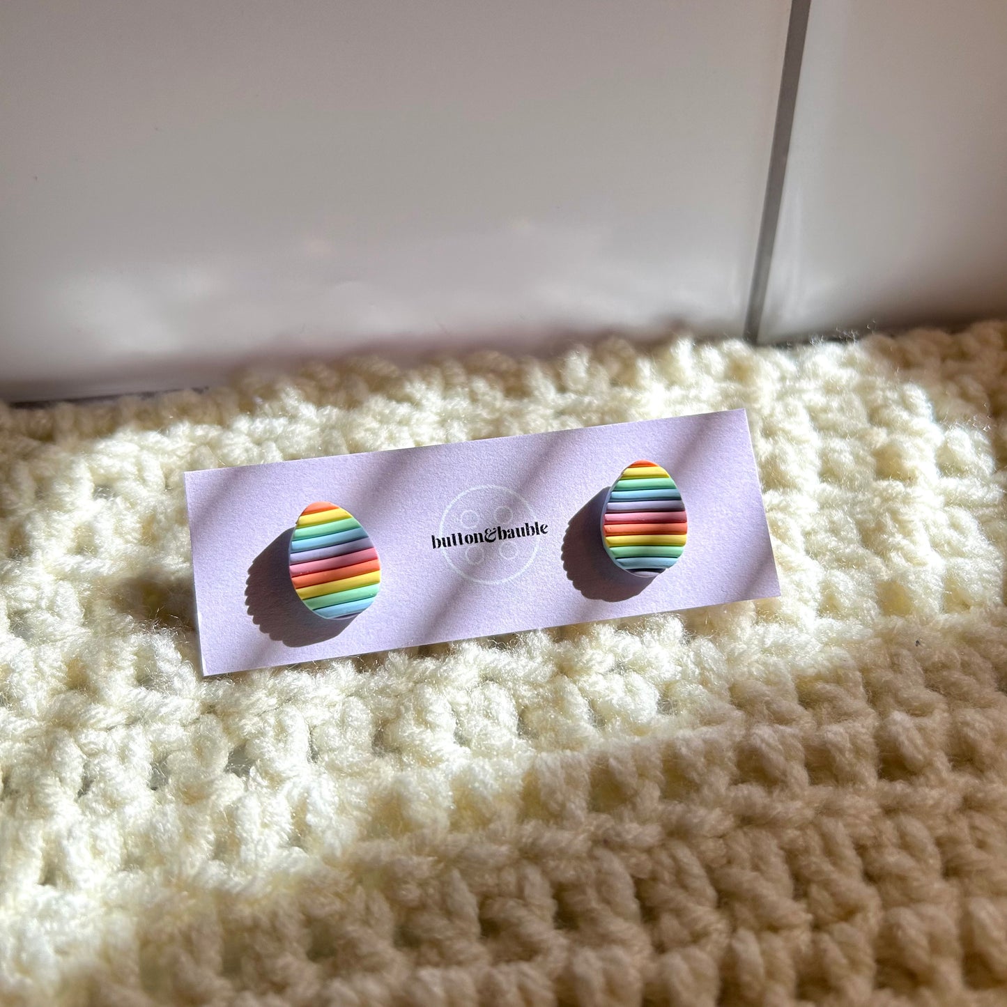 Rainbow Stripe Egg Studs