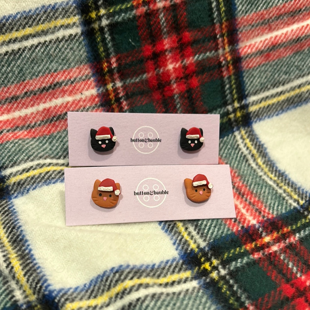 Santa Kitty Studs