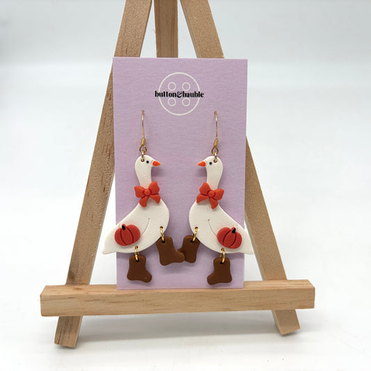 Autumn Goose Dangle Earrings